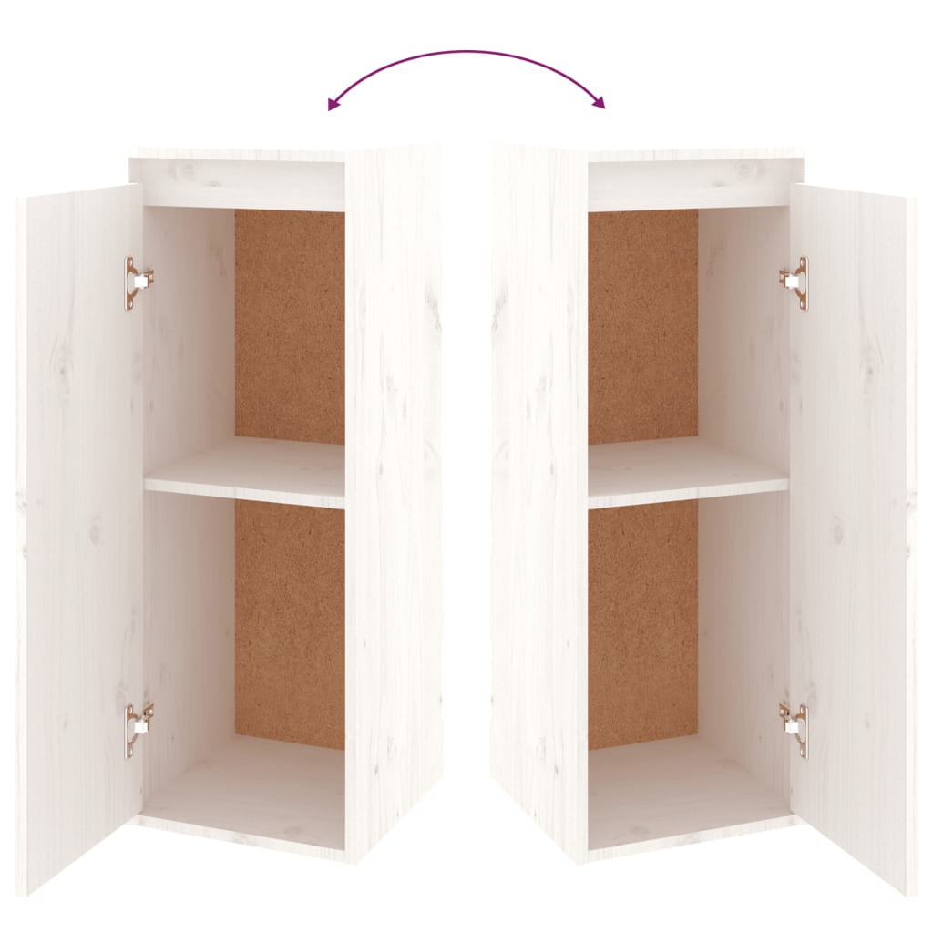 2 darab fehér tömör fenyőfa faliszekrény 30 x 30 x 80 cm