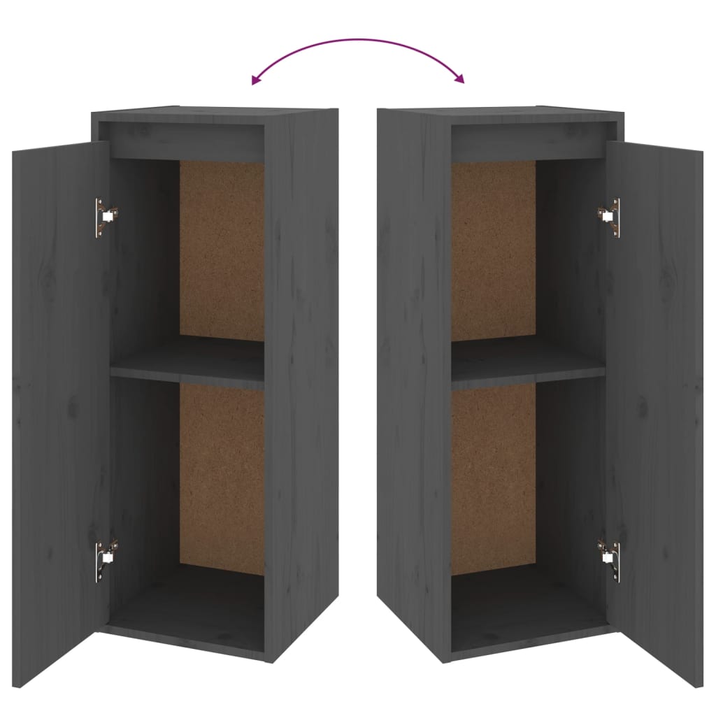 Szürke tömör fenyőfa faliszekrény 30 x 30 x 80 cm