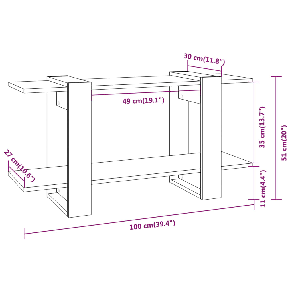 Betonszürke szerelt fa könyvszekrény 100 x 30 x 51 cm