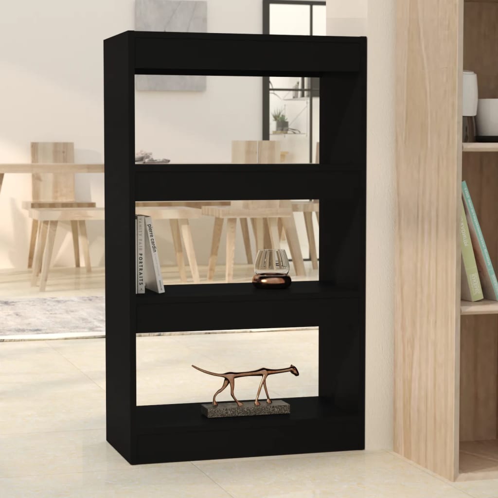Fekete forgácslap könyvszekrény/térelválasztó 60 x 30 x 103 cm