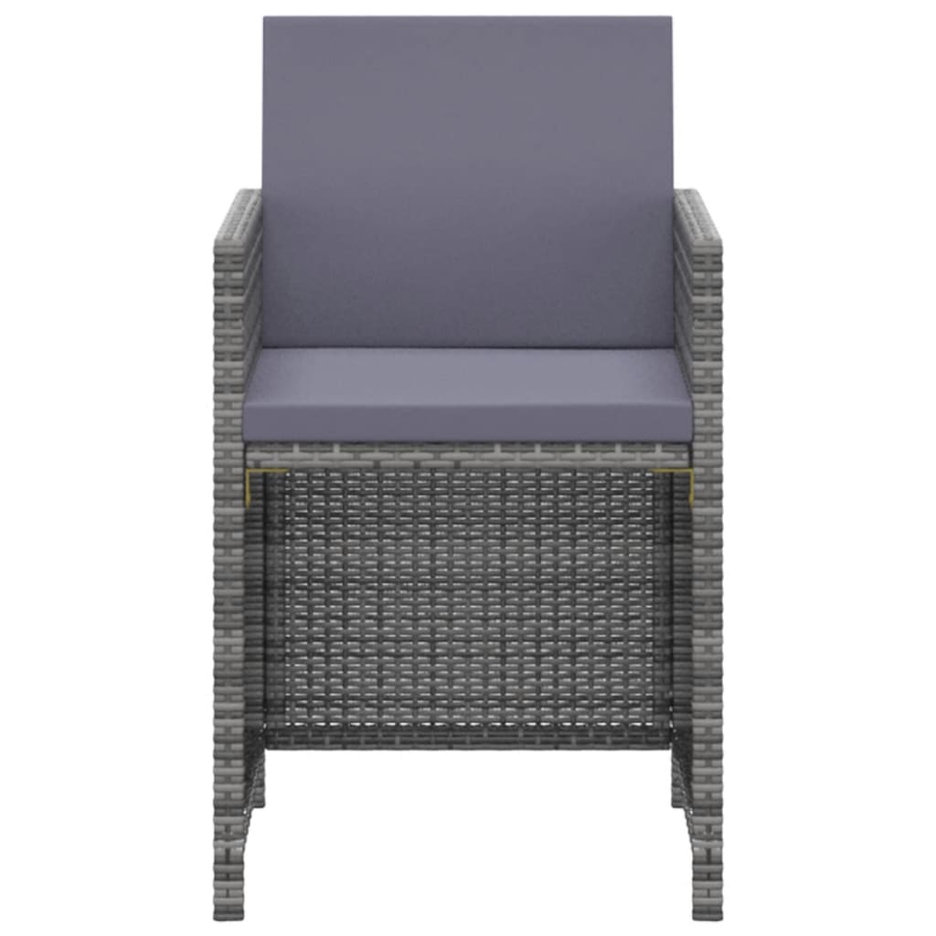 3 részes szürke polyrattan kerti étkezőgarnitúra párnákkal