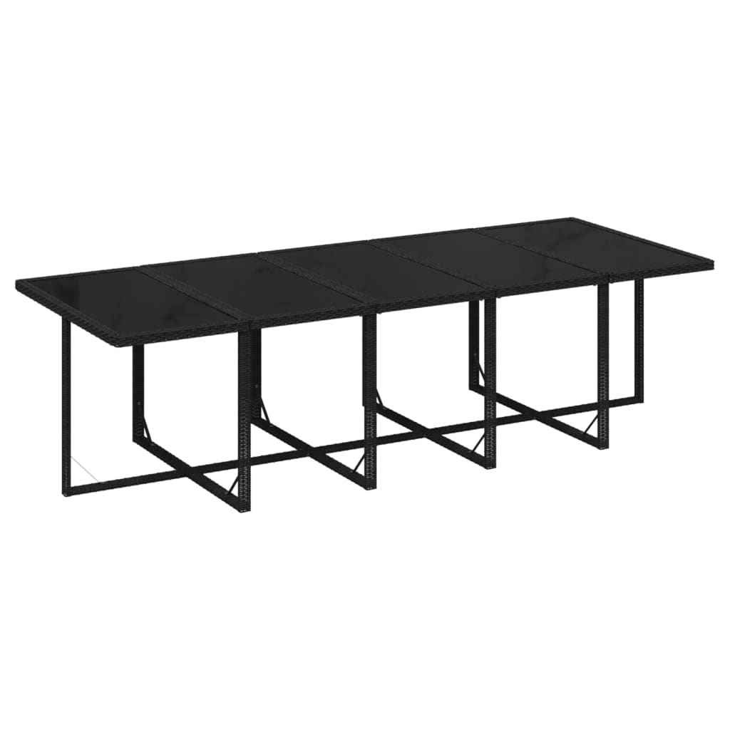 11 részes fekete polyrattan kerti étkezőgarnitúra párnákkal