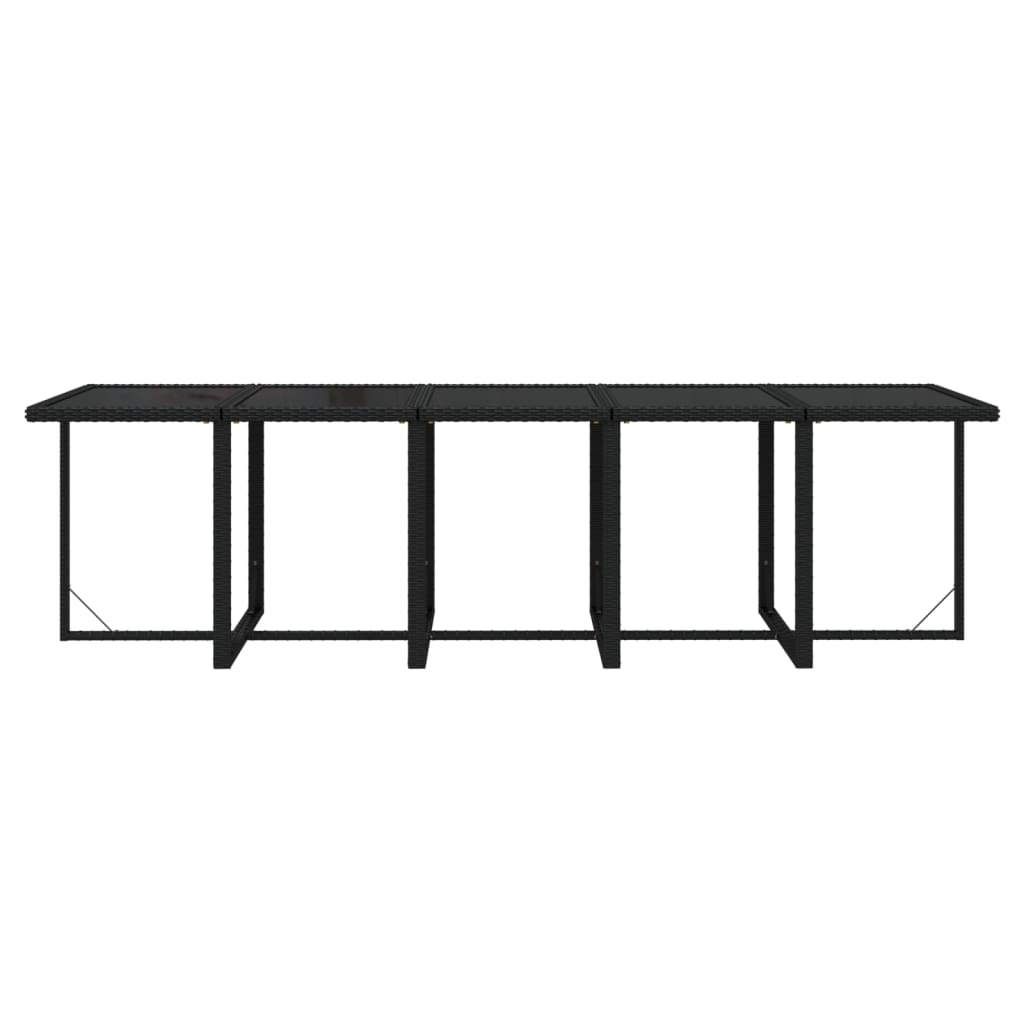 11 részes fekete polyrattan kerti étkezőgarnitúra párnákkal