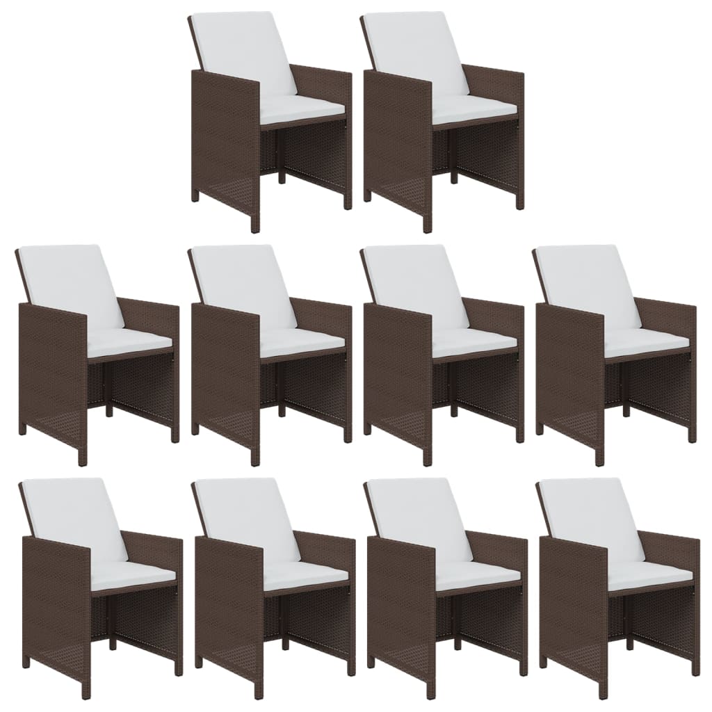 11 részes barna polyrattan kerti étkezőgarnitúra párnákkal