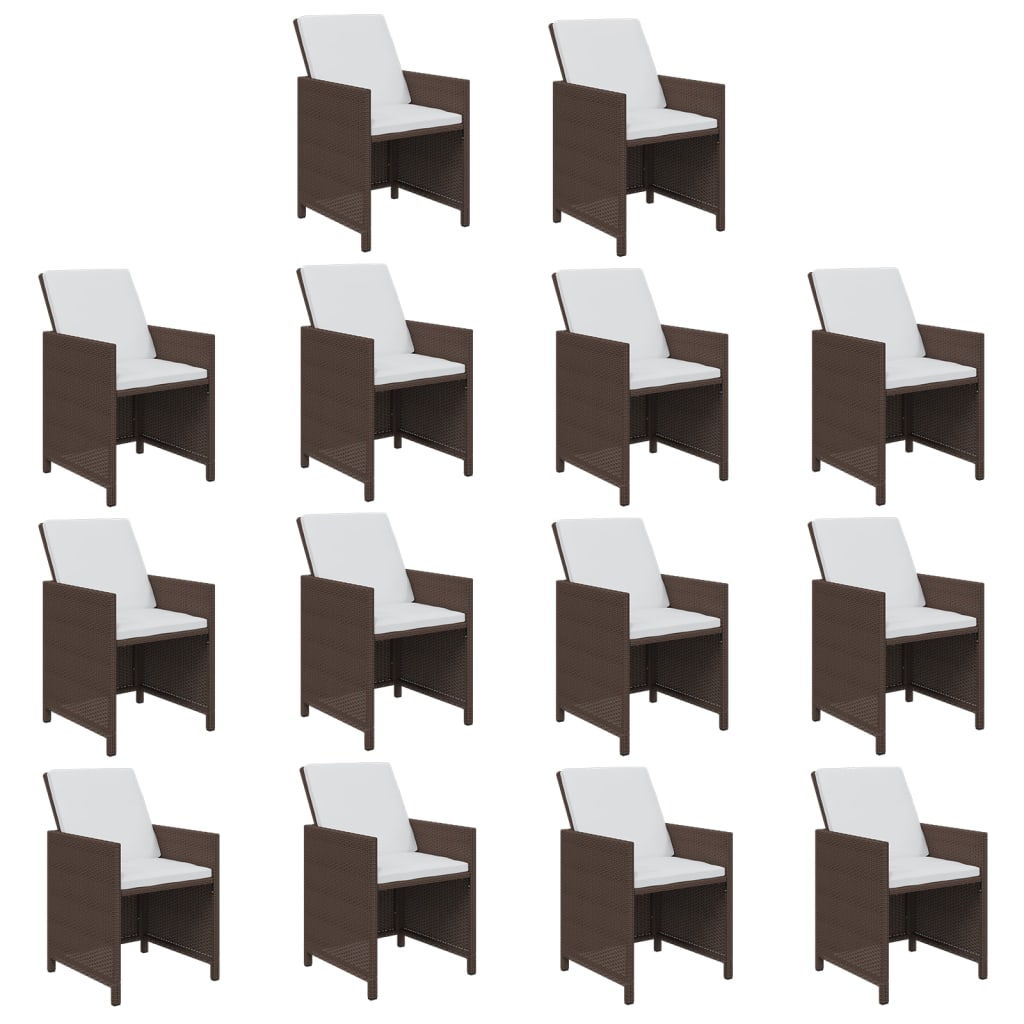 15 részes barna polyrattan kerti étkezőgarnitúra párnákkal