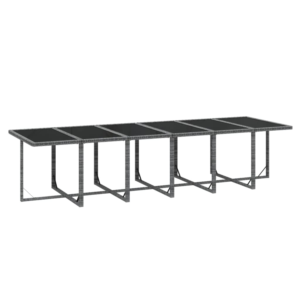 13 részes szürke polyrattan kerti étkezőgarnitúra párnákkal