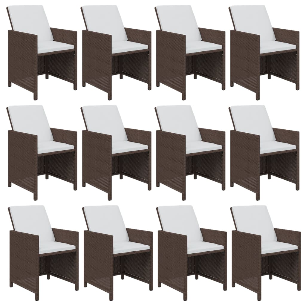 13 részes barna polyrattan kerti étkezőgarnitúra párnákkal
