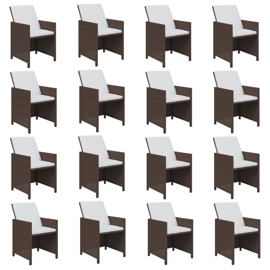 17 részes barna polyrattan kerti étkezőgarnitúra párnákkal
