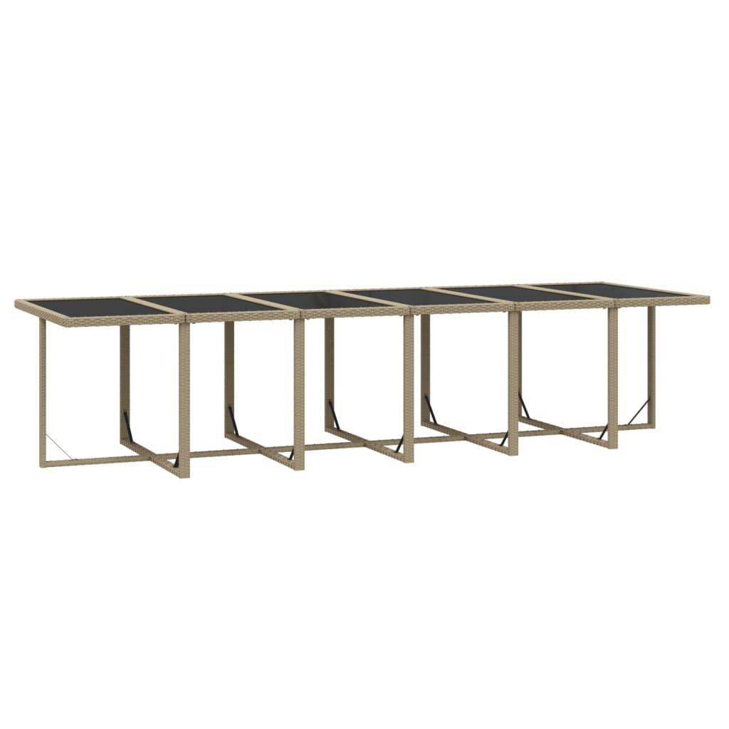 17 részes bézs polyrattan kerti étkezőgarnitúra párnákkal