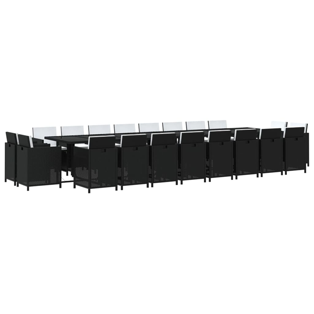 21 részes fekete polyrattan kerti étkezőgarnitúra párnákkal