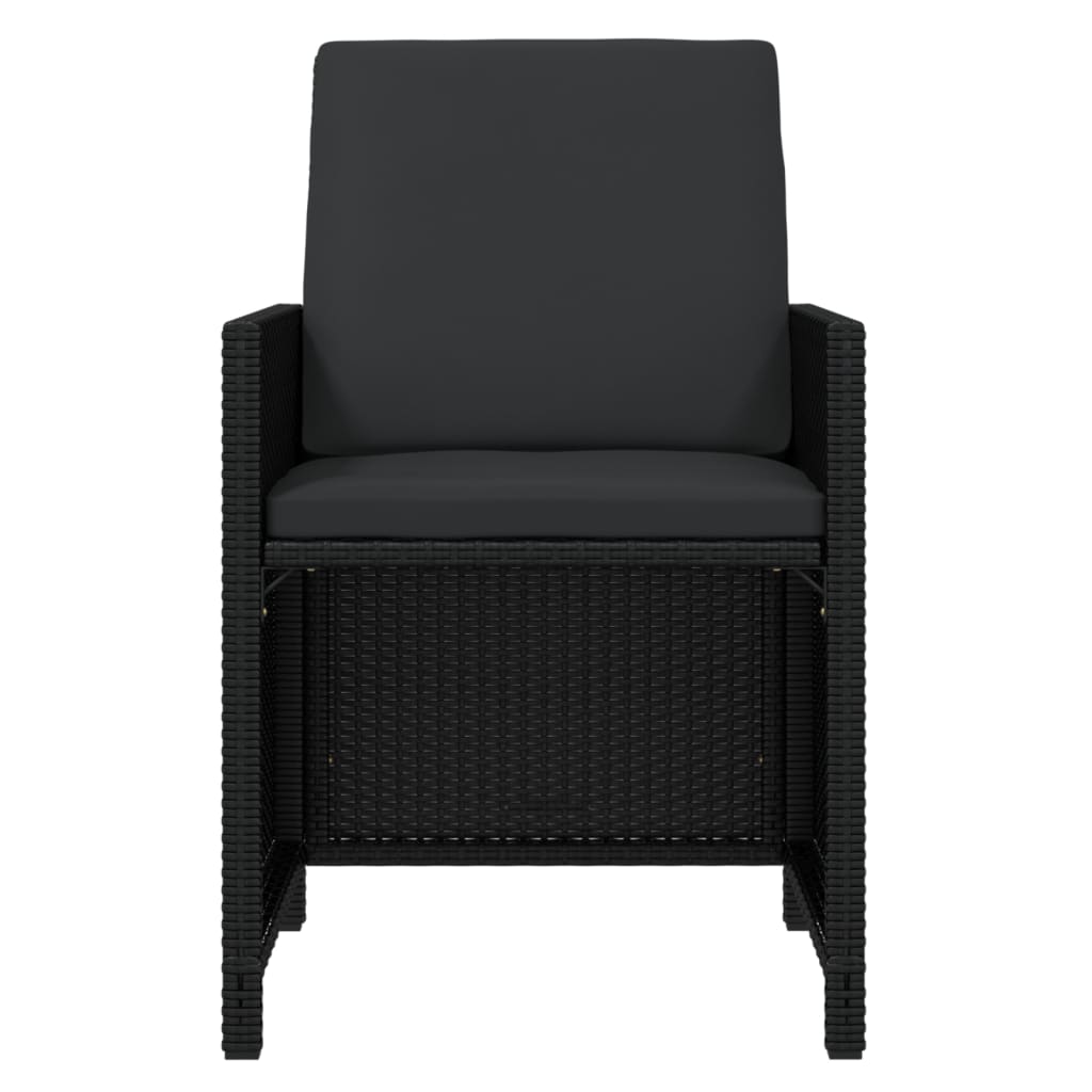 21 részes fekete polyrattan kerti étkezőgarnitúra párnákkal