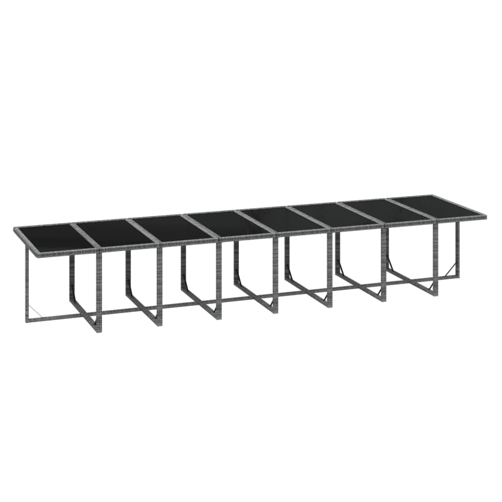 17 részes szürke polyrattan kerti étkezőgarnitúra párnákkal