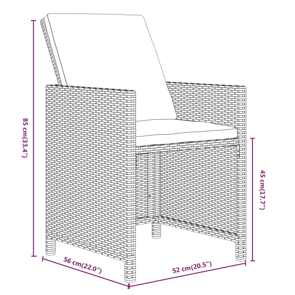 17 részes szürke polyrattan kerti étkezőgarnitúra párnákkal