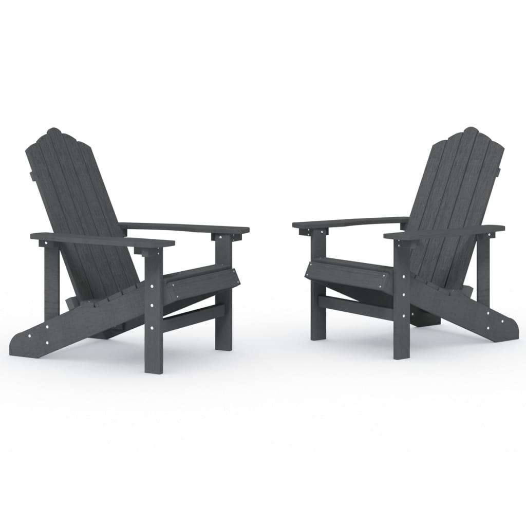 2 db antracitszürke hdpe kerti adirondack szék