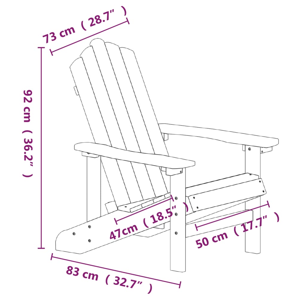 2 db antracitszürke hdpe kerti adirondack szék