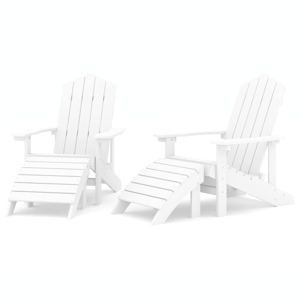 2 db fehér hdpe kerti adirondack szék lábtartóval