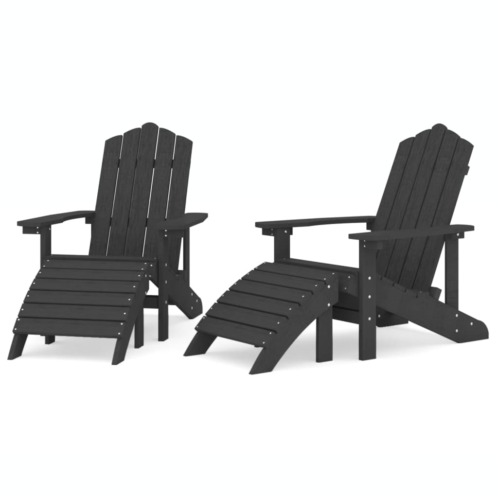 2 db antracitszürke hdpe kerti adirondack szék lábtartóval