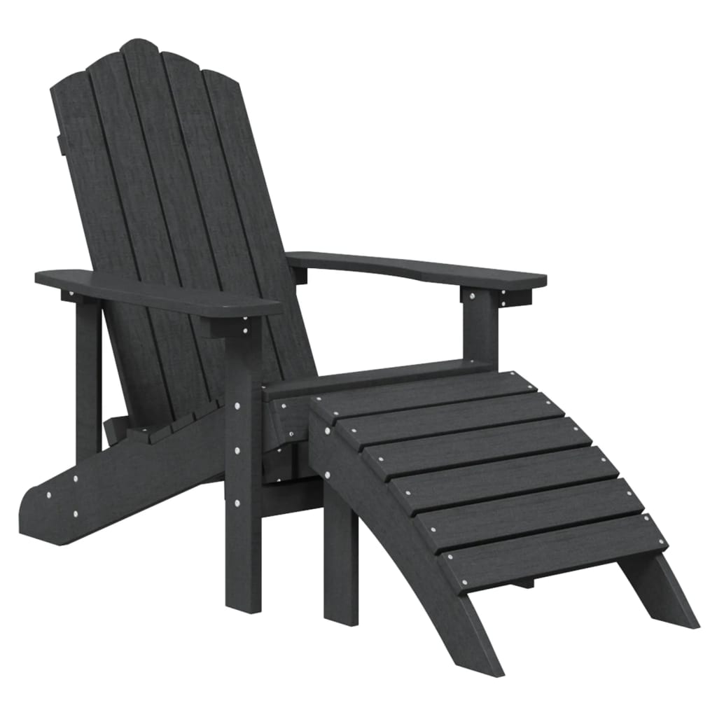 2 db antracitszürke hdpe kerti adirondack szék lábtartóval