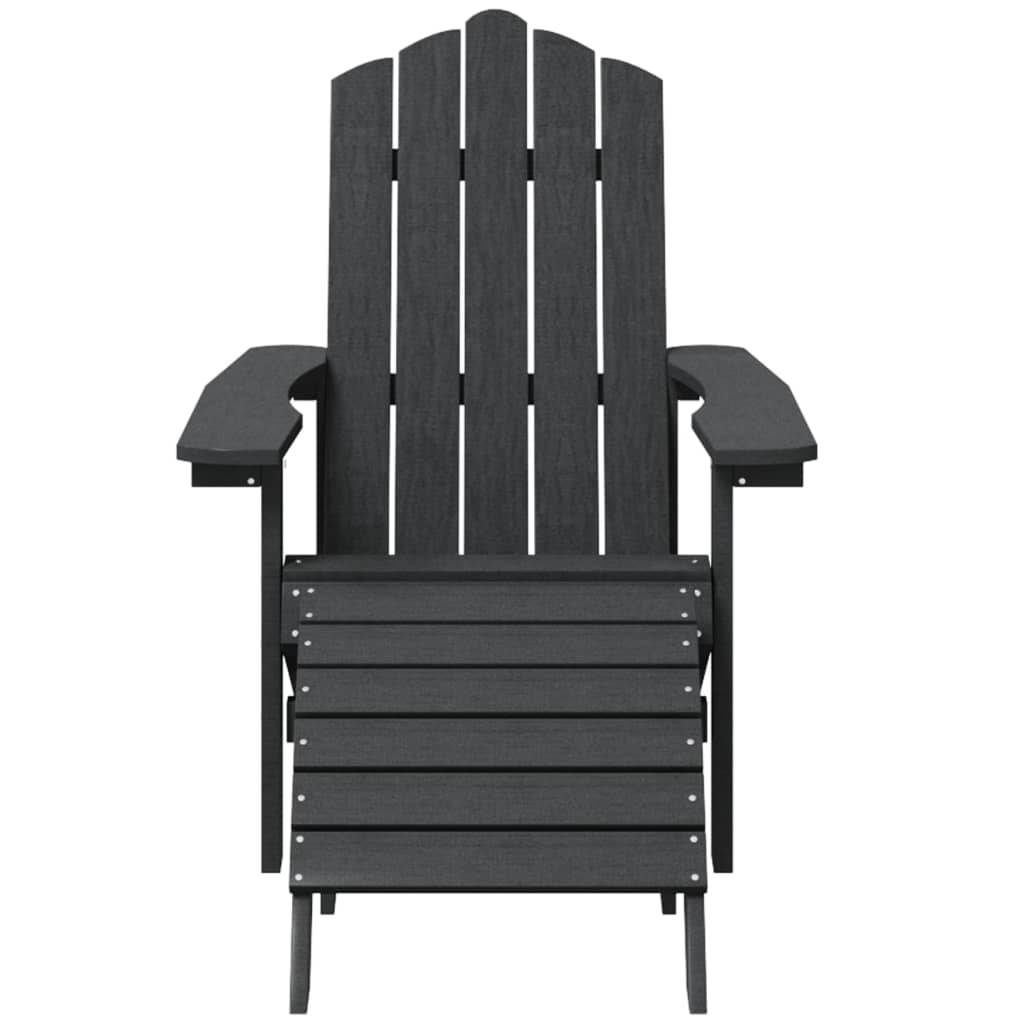 2 db antracitszürke hdpe kerti adirondack szék lábtartóval