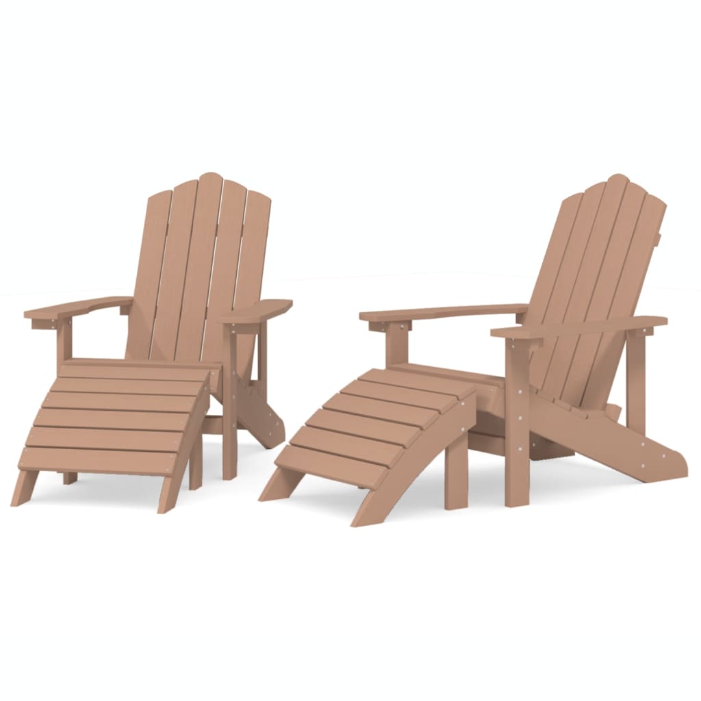2 db barna hdpe kerti adirondack szék lábtartóval