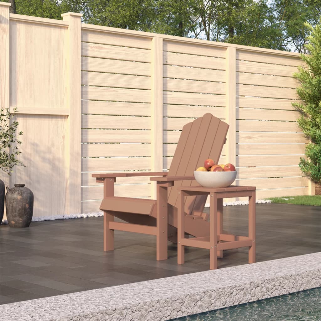 Barna hdpe kerti adirondack szék asztallal