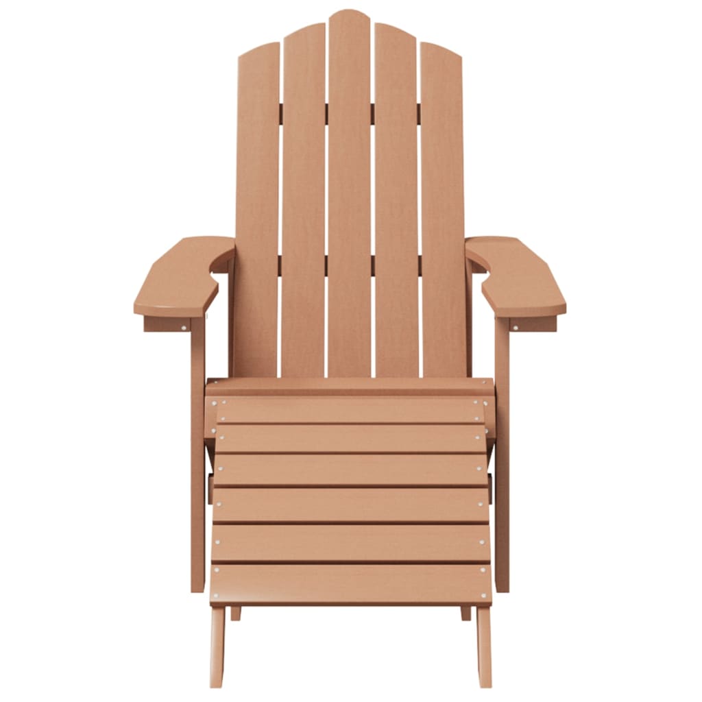 Barna hdpe kerti adirondack szék lábtartóval és asztallal