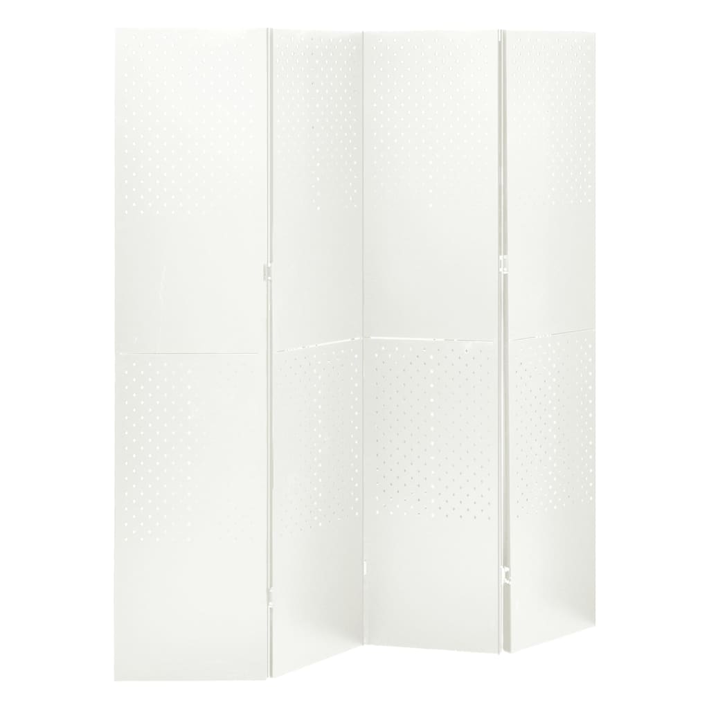 2 db fehér acél 4-paneles térelválasztó 160 x 180 cm