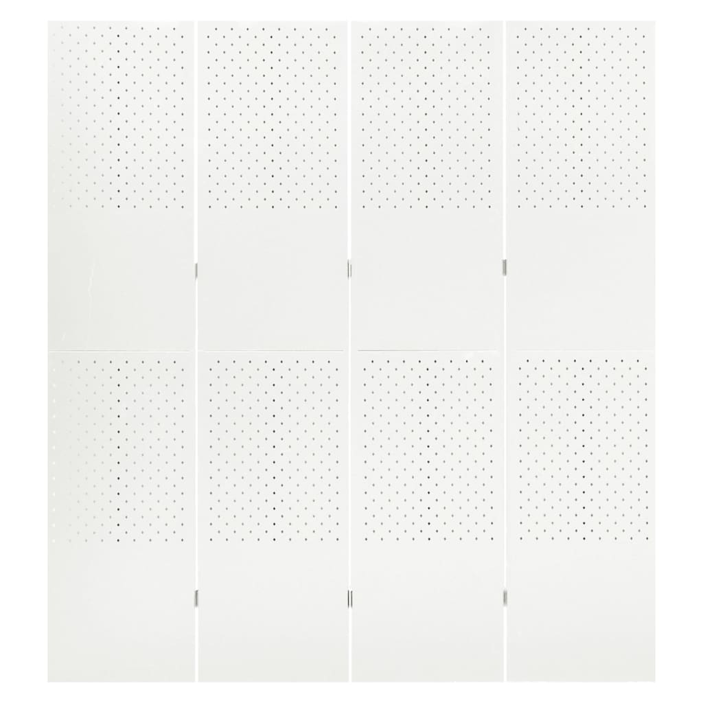 2 db fehér acél 4-paneles térelválasztó 160 x 180 cm