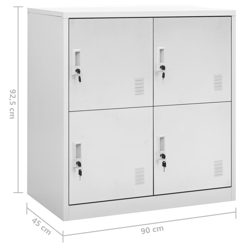 2 db világosszürke acél zárható szekrény 90 x 45 x 92,5 cm
