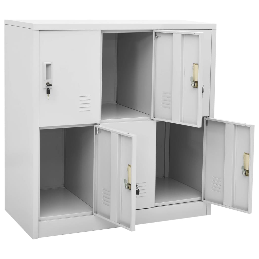 2 db világosszürke acél zárható szekrény 90 x 45 x 92,5 cm 2 db világosszürke acél zárható szekrény 90 x 45 x 92,5 cm
