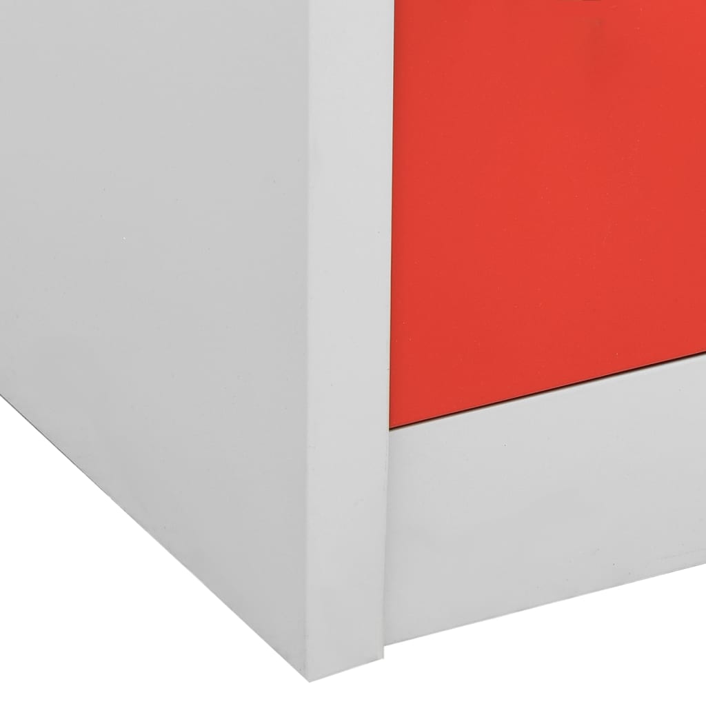 2 db világosszürke-piros acél zárható szekrény 90x45x92,5 cm