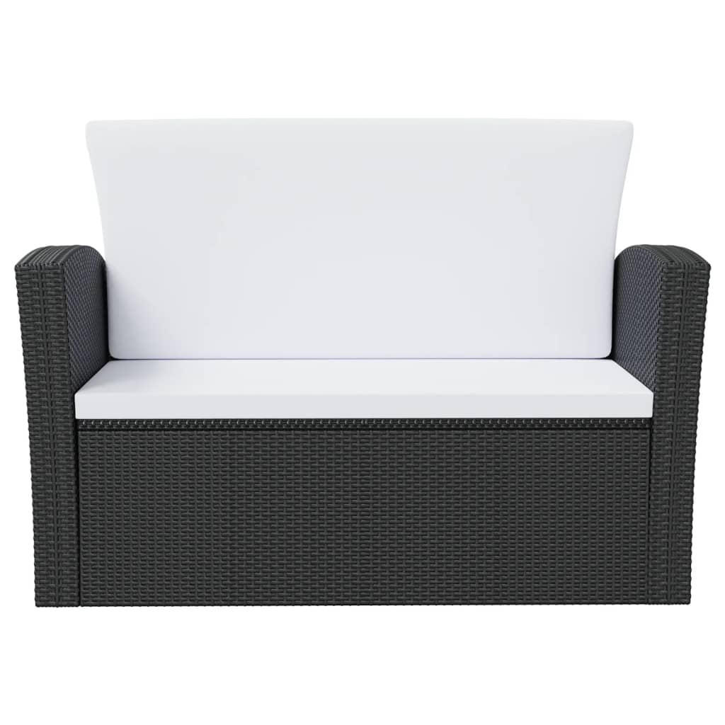 16 részes fekete polyrattan kerti ülőgarnitúra párnákkal