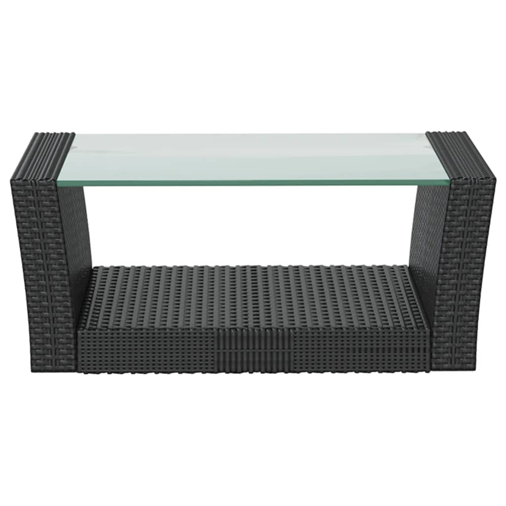 16 részes fekete polyrattan kerti ülőgarnitúra párnákkal