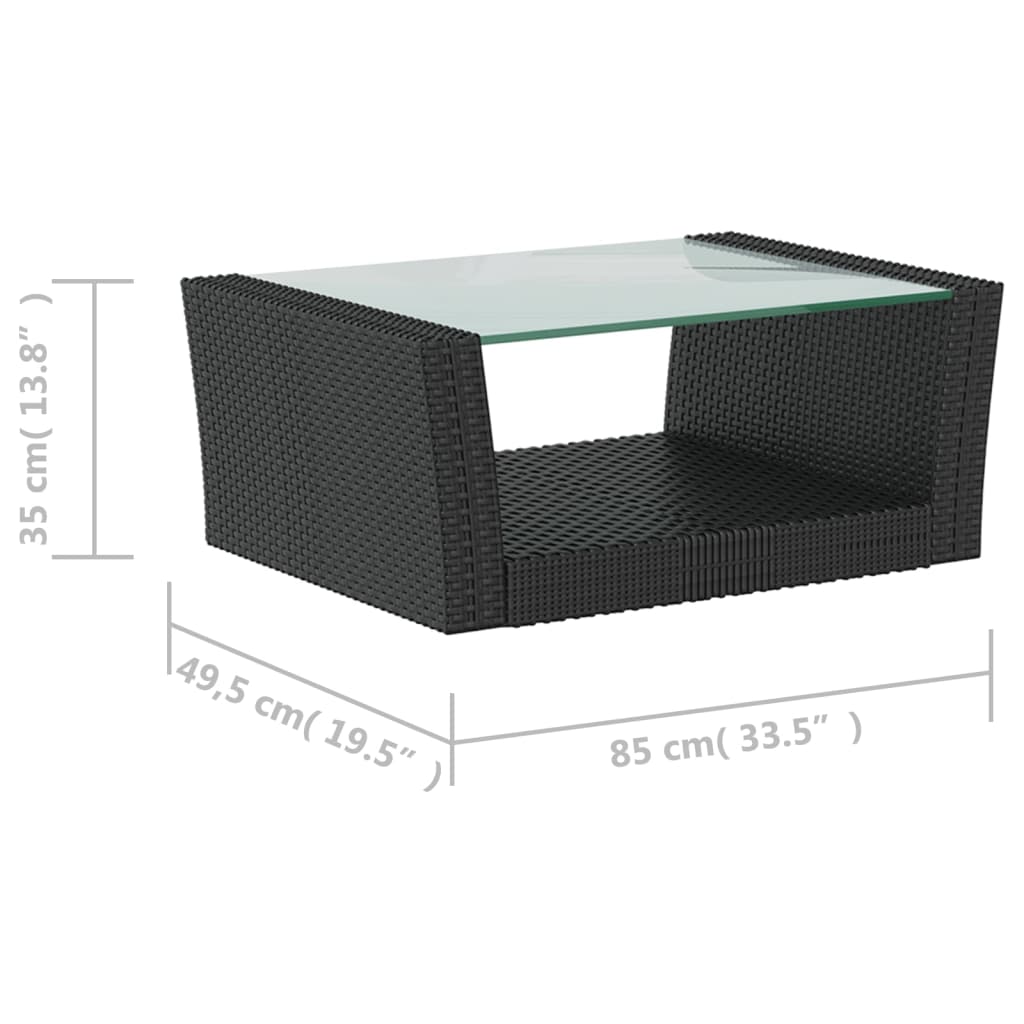 16 részes fekete polyrattan kerti ülőgarnitúra párnákkal