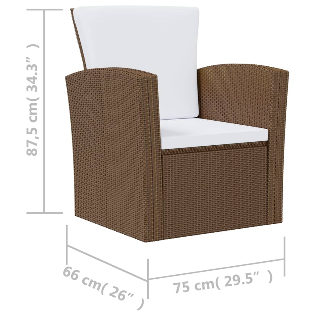 16 részes barna polyrattan kerti ülőgarnitúra párnákkal