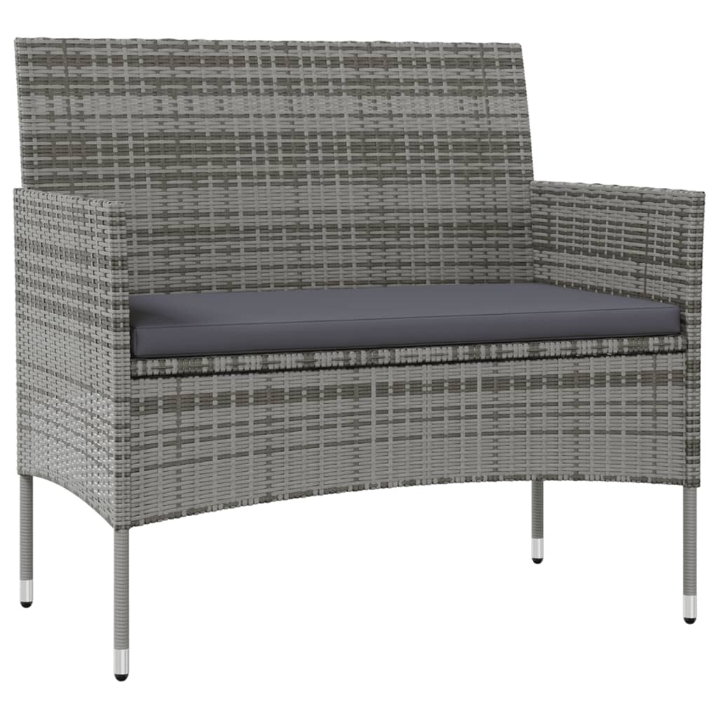 8 részes szürke polyrattan kerti bútorszett párnákkal