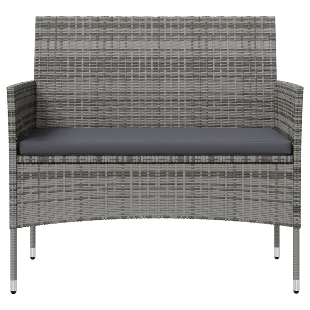8 részes szürke polyrattan kerti bútorszett párnákkal