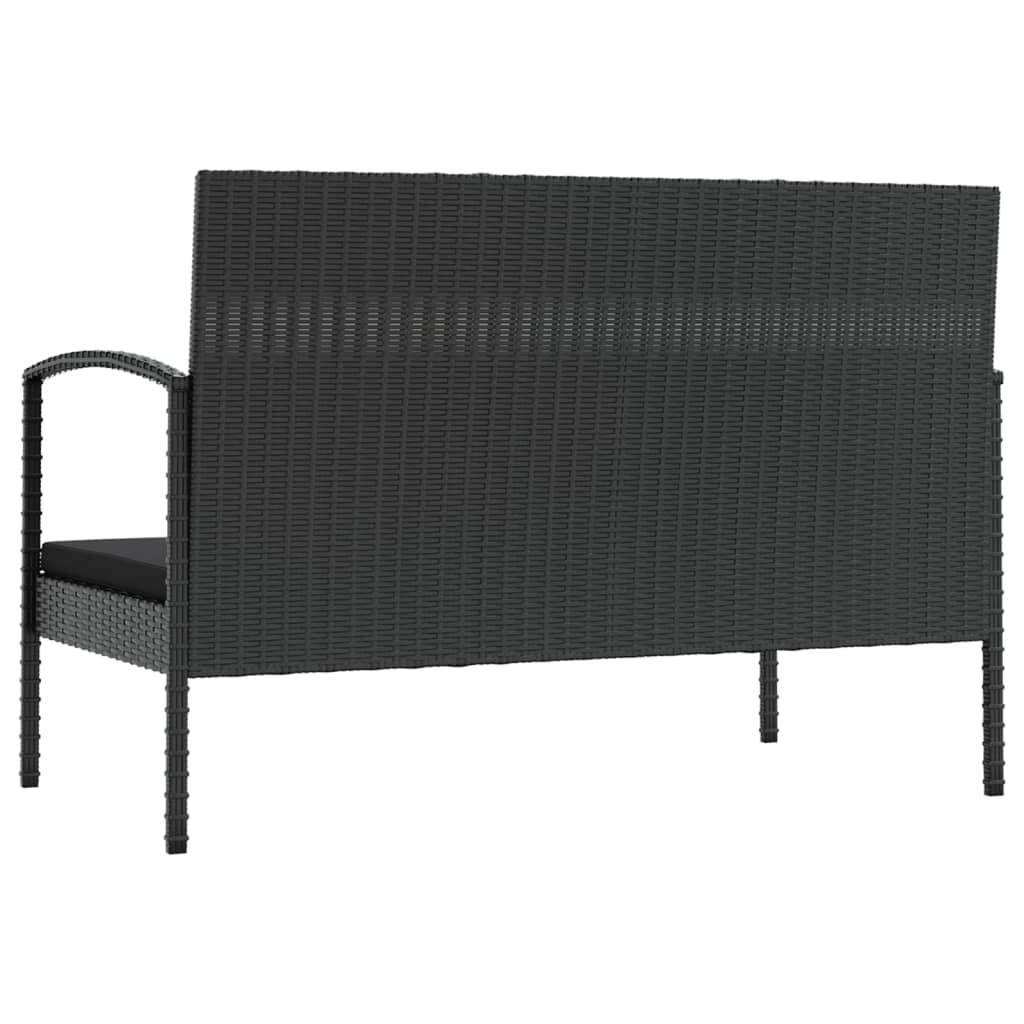16 részes fekete polyrattan kerti ülőgarnitúra párnákkal