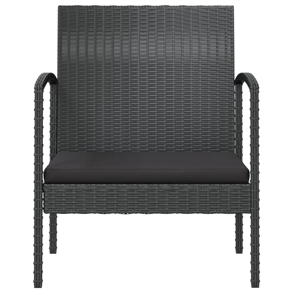 16 részes fekete polyrattan kerti ülőgarnitúra párnákkal