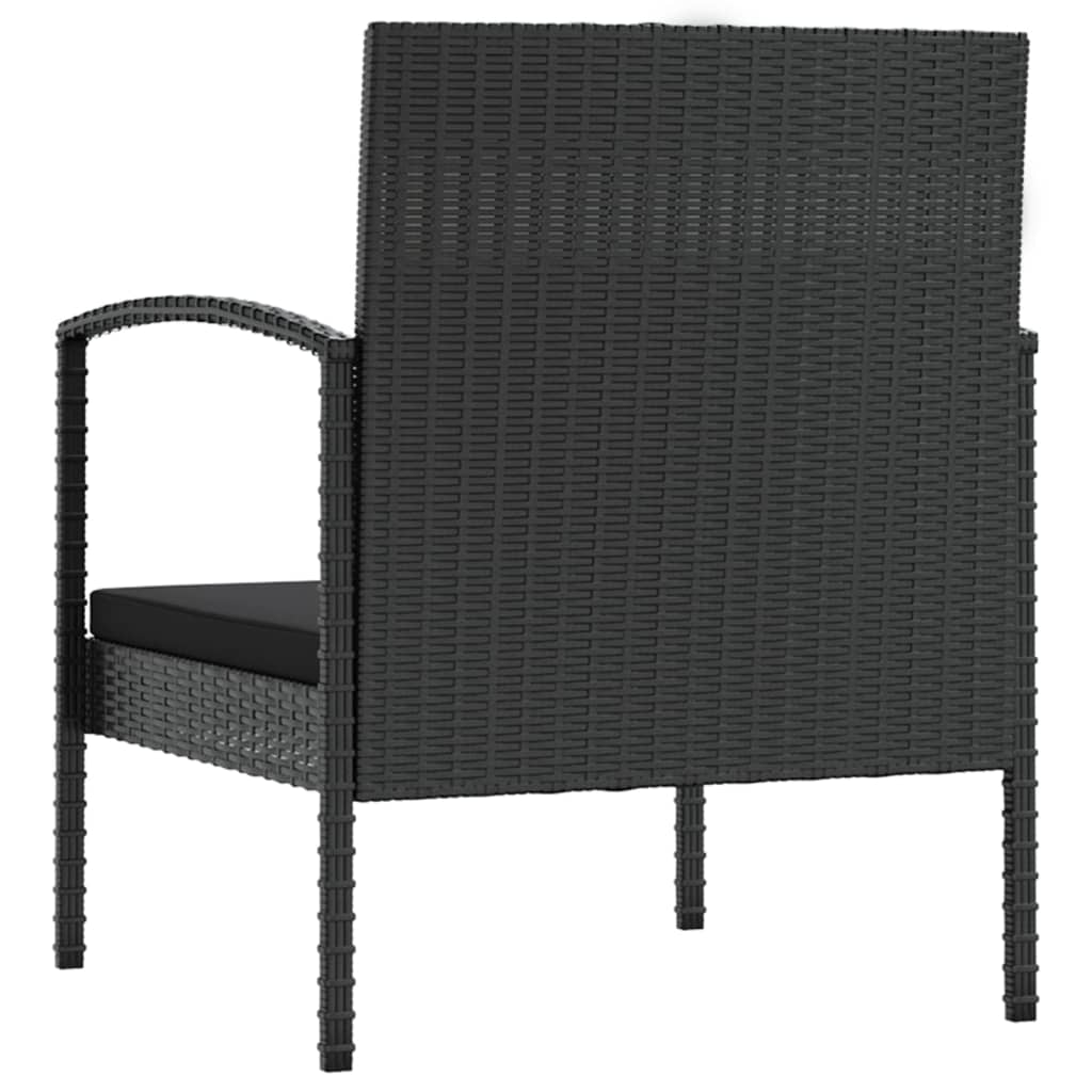 16 részes fekete polyrattan kerti ülőgarnitúra párnákkal
