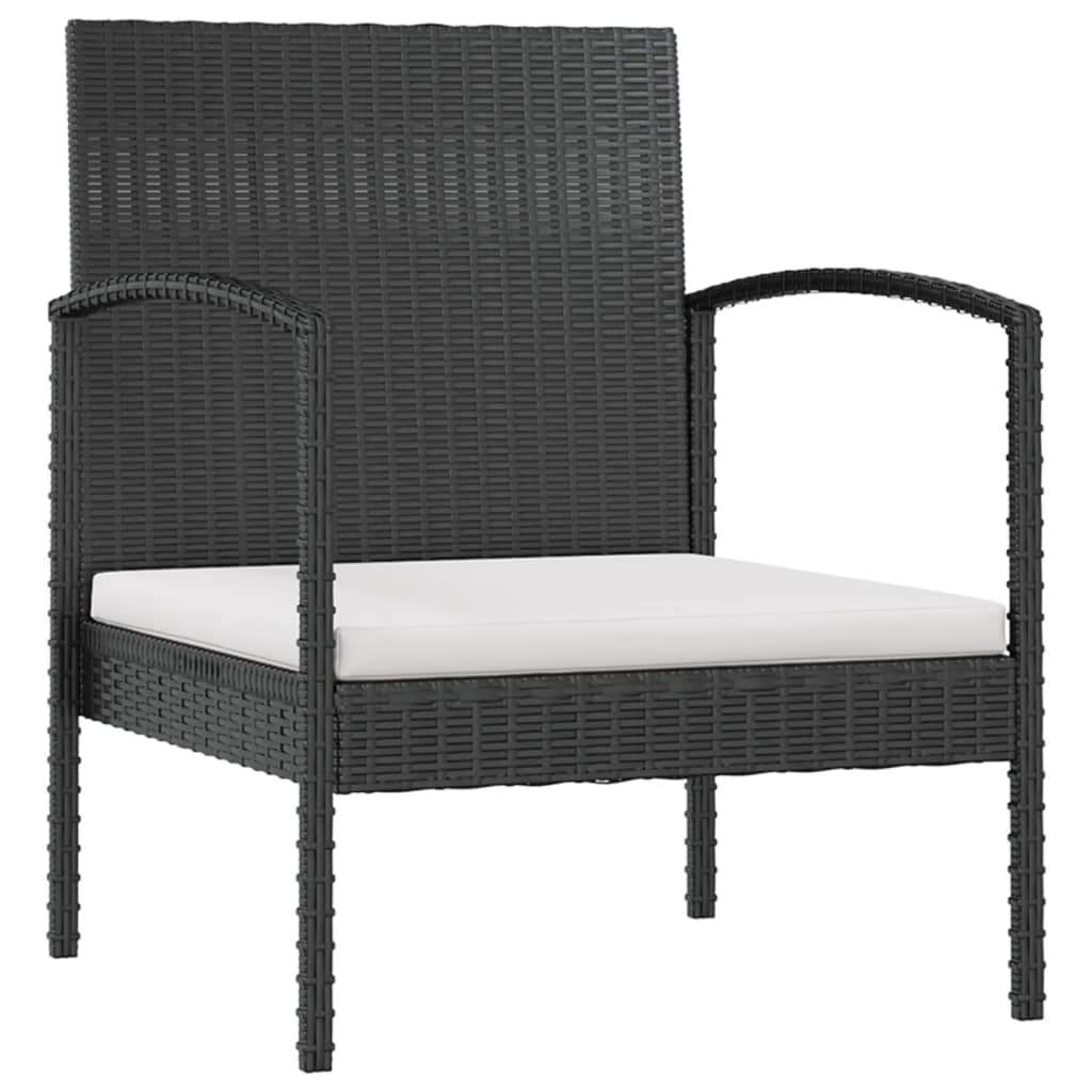 16 részes fekete polyrattan kerti ülőgarnitúra párnákkal
