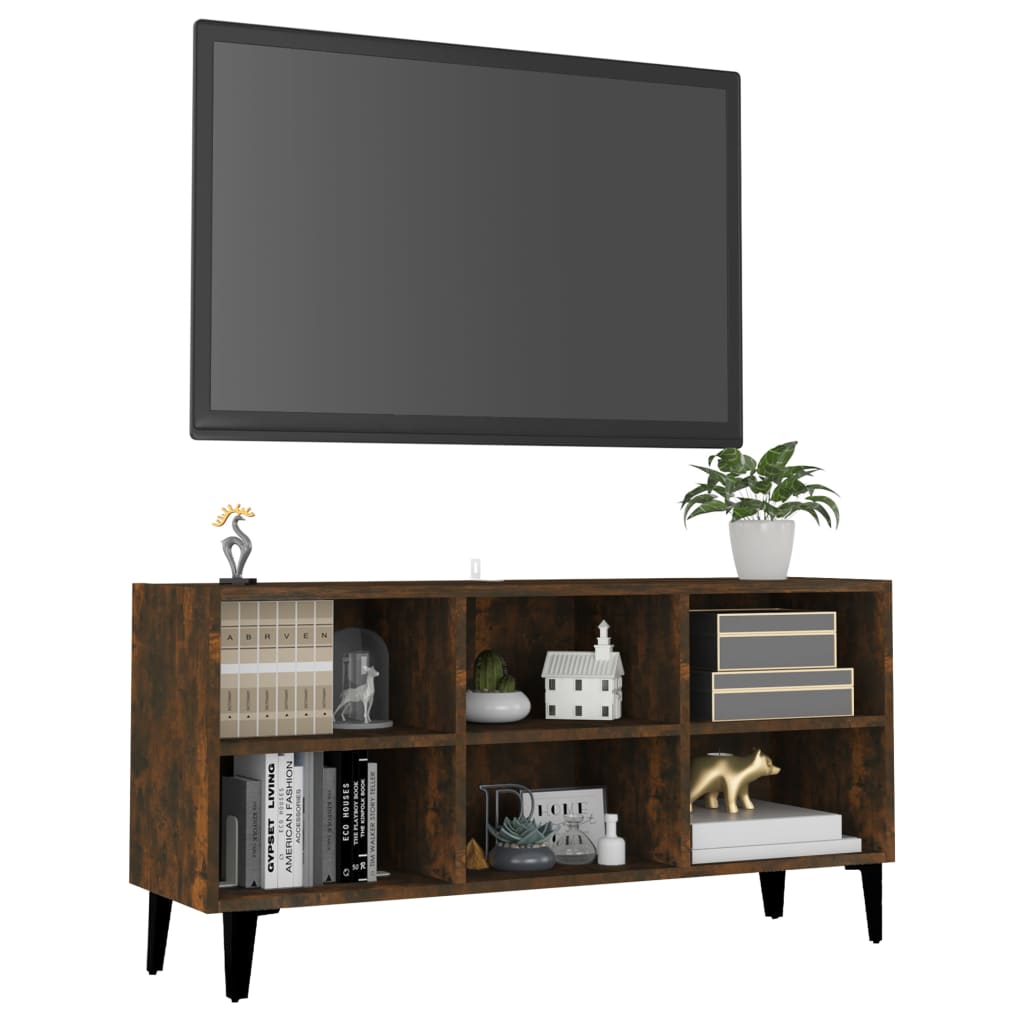 Füstös tölgyszínű tv-szekrény fémlábakkal 103,5 x 30 x 50 cm Füstös tölgyszínű tv-szekrény fémlábakkal 103,5 x 30 x 50 cm