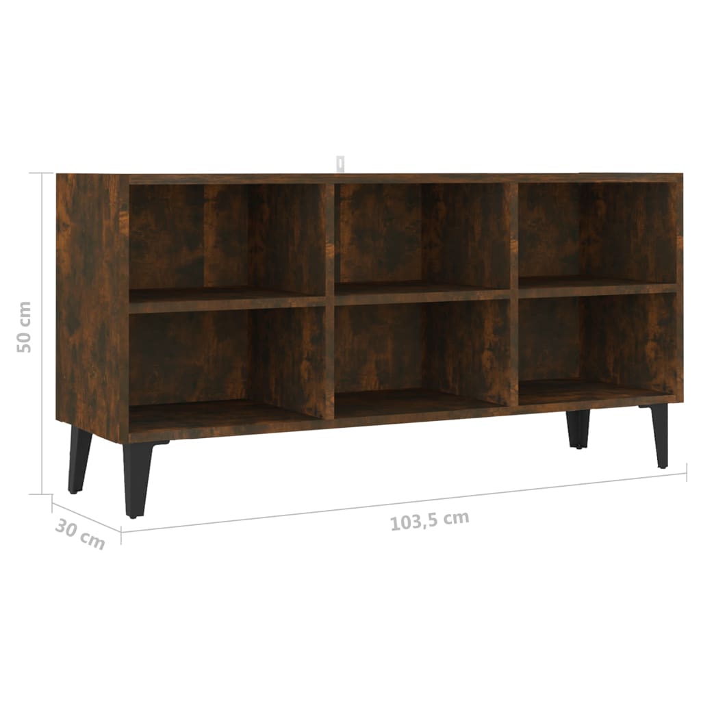 Füstös tölgyszínű tv-szekrény fémlábakkal 103,5 x 30 x 50 cm Füstös tölgyszínű tv-szekrény fémlábakkal 103,5 x 30 x 50 cm