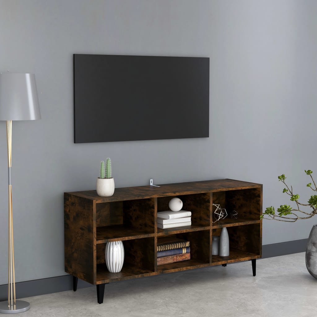 Füstös tölgyszínű tv-szekrény fémlábakkal 103,5 x 30 x 50 cm Füstös tölgyszínű tv-szekrény fémlábakkal 103,5 x 30 x 50 cm