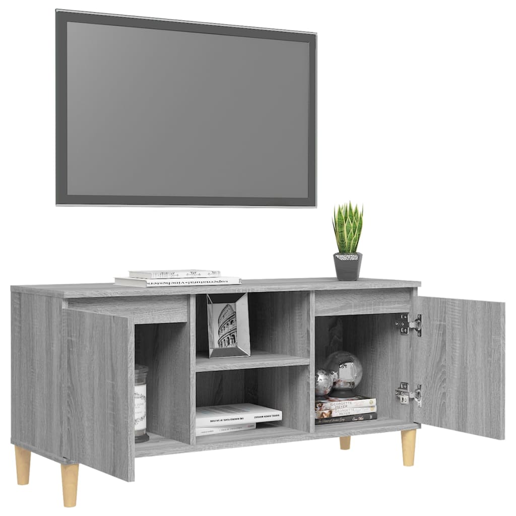 Szürke sonoma színű tv-szekrény tömör falábakkal 103,5x35x50 cm