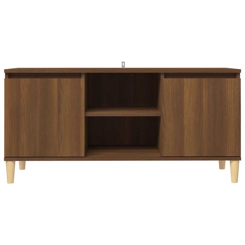Barna tölgyszínű tv-szekrény tömör falábakkal 103,5x35x50 cm Barna tölgyszínű tv-szekrény tömör falábakkal 103,5x35x50 cm