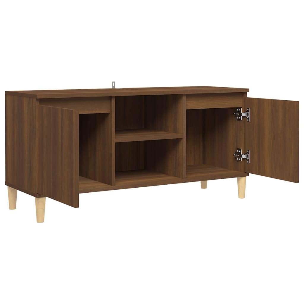 Barna tölgyszínű tv-szekrény tömör falábakkal 103,5x35x50 cm Barna tölgyszínű tv-szekrény tömör falábakkal 103,5x35x50 cm