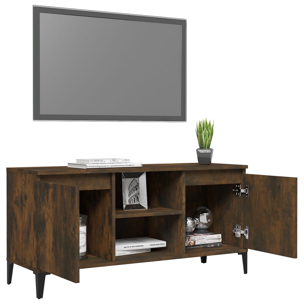 Füstös tölgyszínű tv-szekrény fémlábakkal 103,5 x 35 x 50 cm