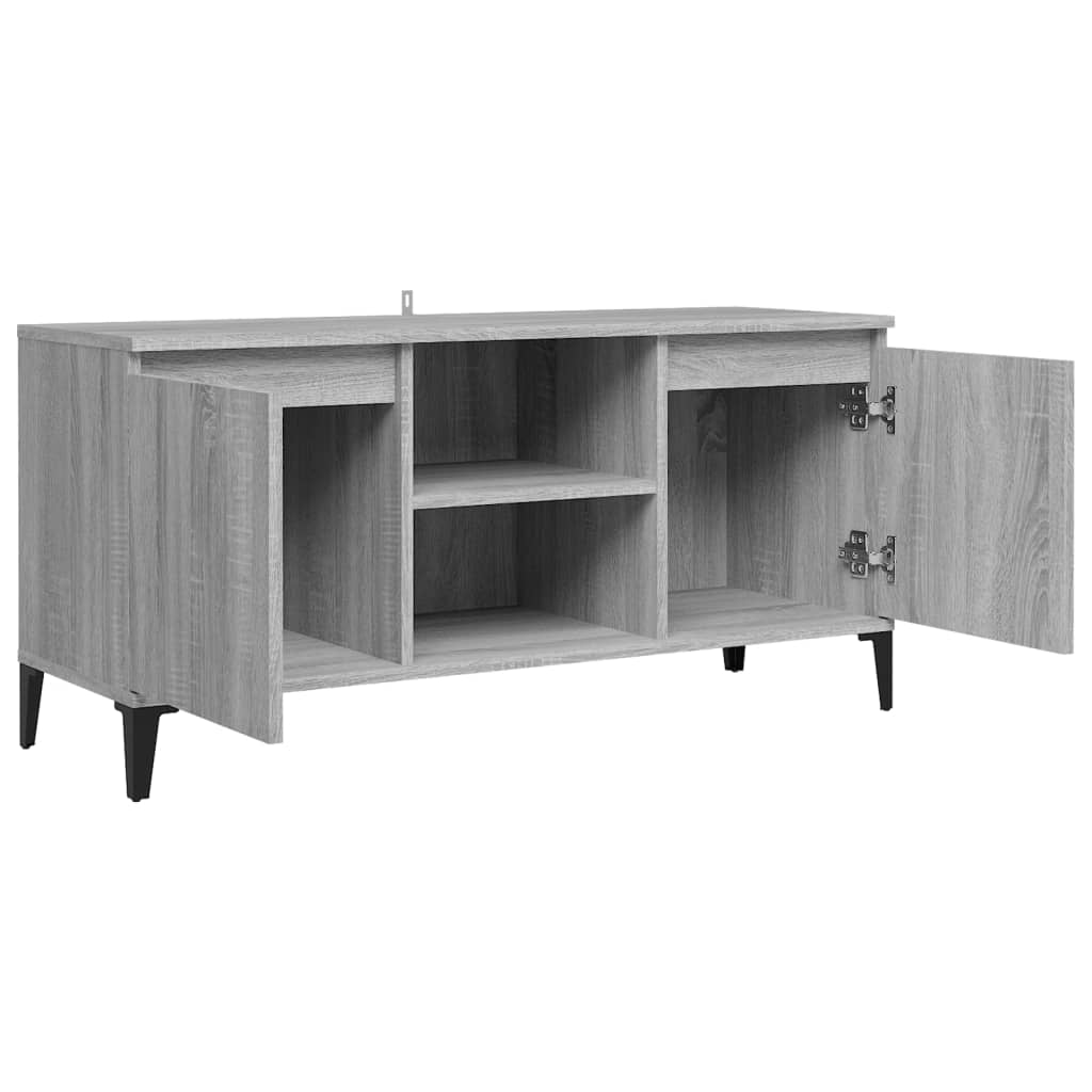 Szürke sonoma színű tv-szekrény fémlábakkal 103,5 x 35 x 50 cm Szürke sonoma színű tv-szekrény fémlábakkal 103,5 x 35 x 50 cm