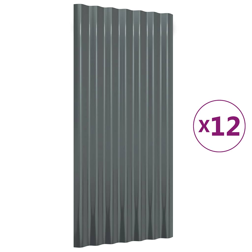 12 db antracitszürke horganyzott acél tetőpanel 80x36 cm
